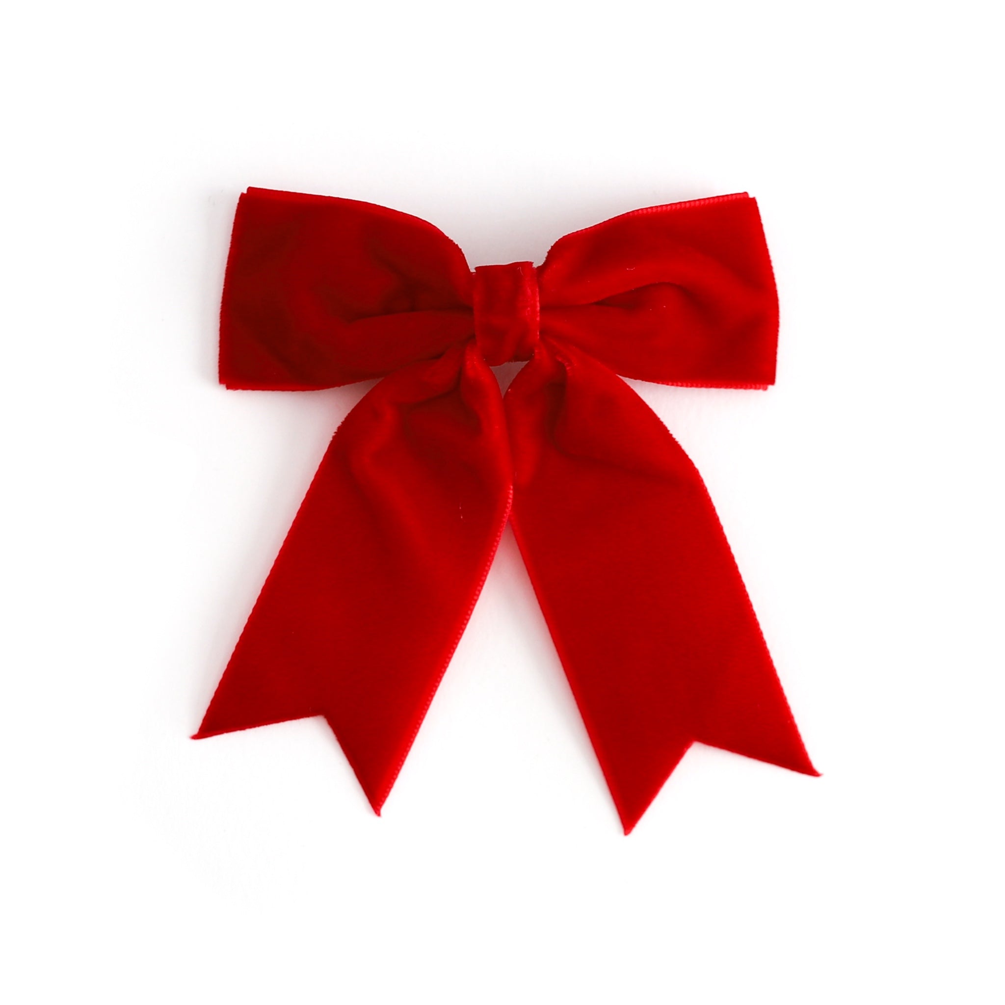 girls bright red velvet Christmas ribbon bow with dovetails on clip
