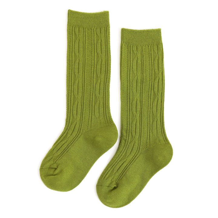 green apple cable knit knee high socks for back to school 