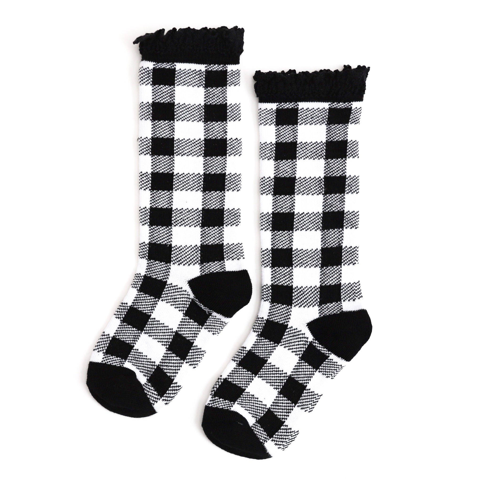 buffalo plaid knee high socks for babies and girls