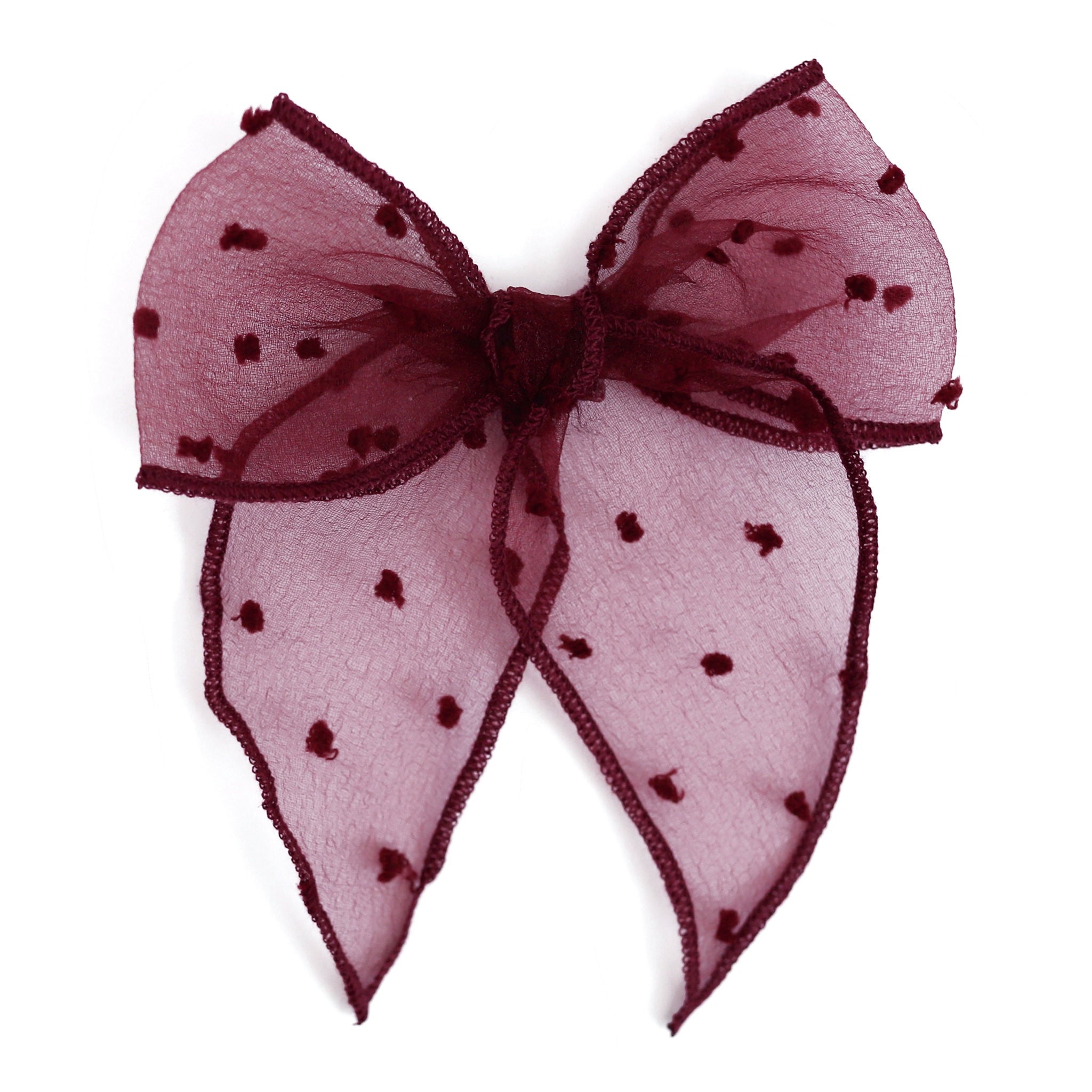 girls' burgundy sheer dot hair bow