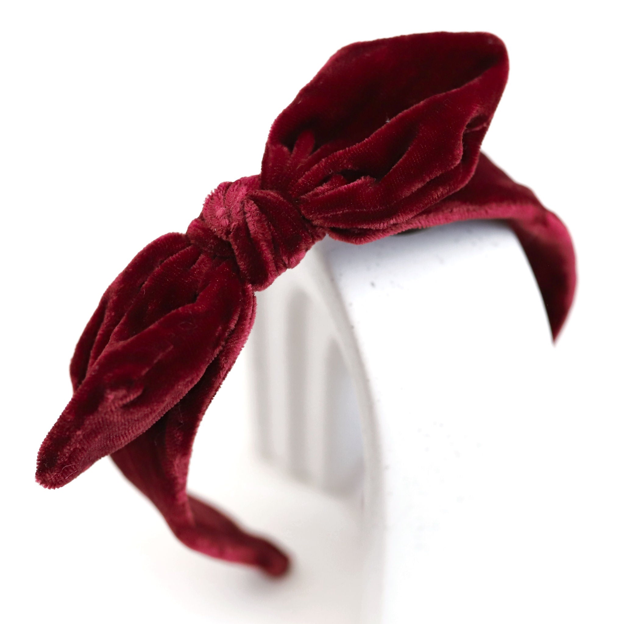 girls' burgundy velvet bow headband