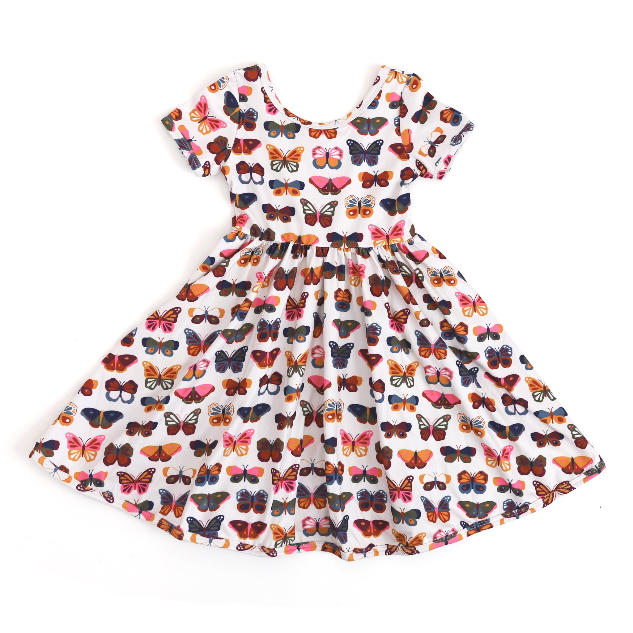 girls' butterfly print everyday pocket dress