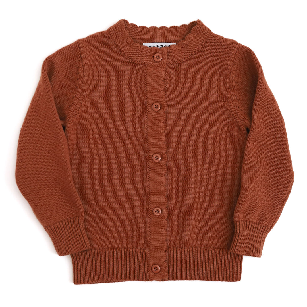 girls' brown cotton cardigan