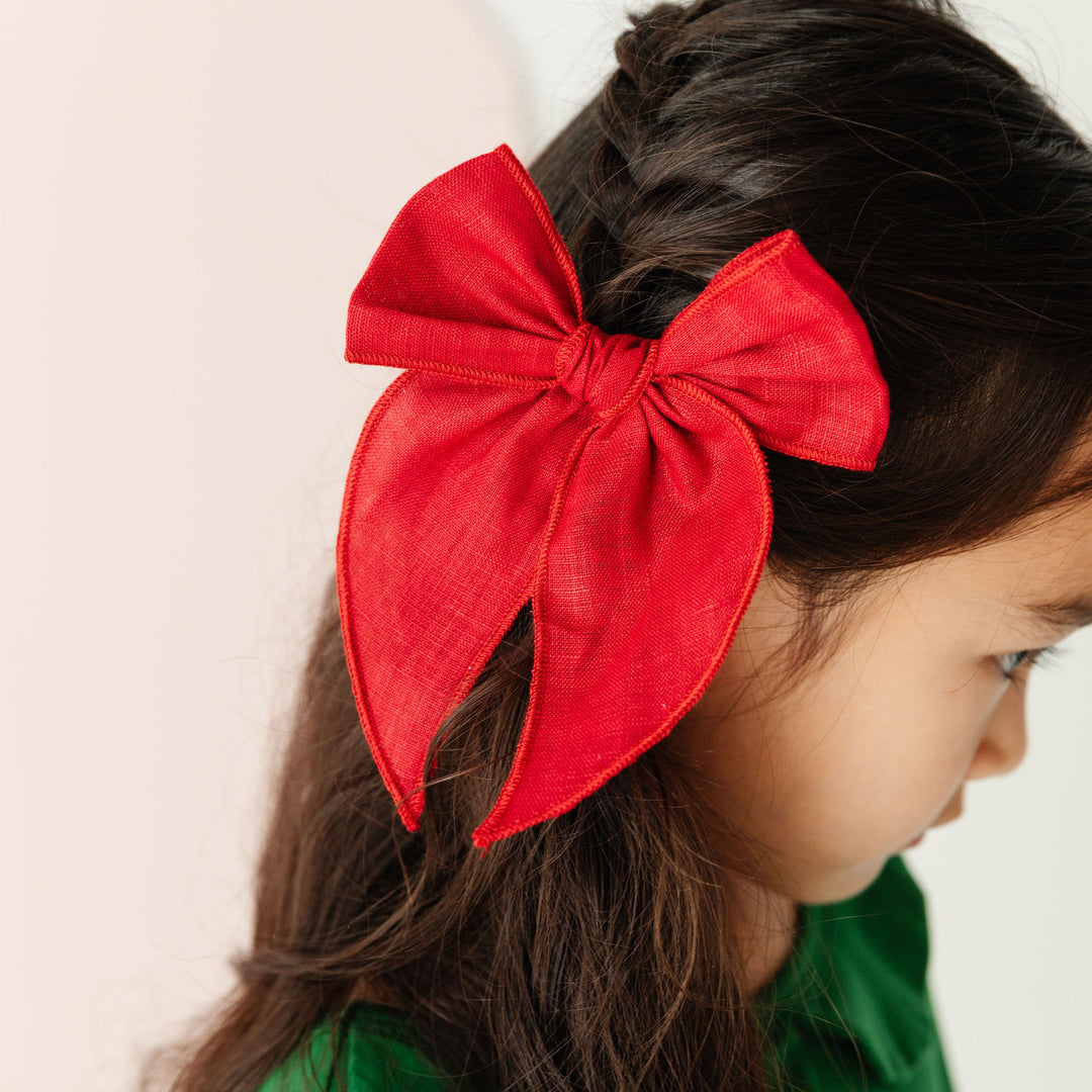 Party Girl Bow - Cherry Linen