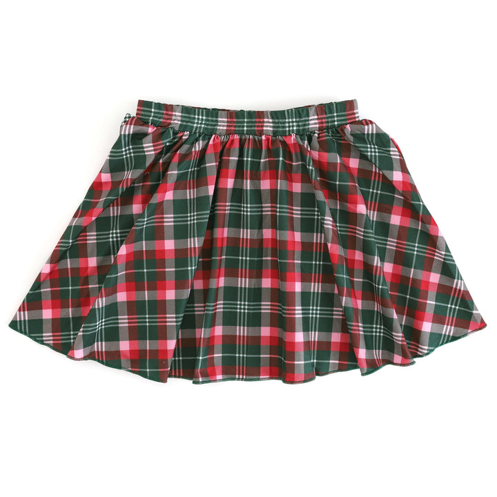 girls twirl skirt in red, green and pink holiday plaid