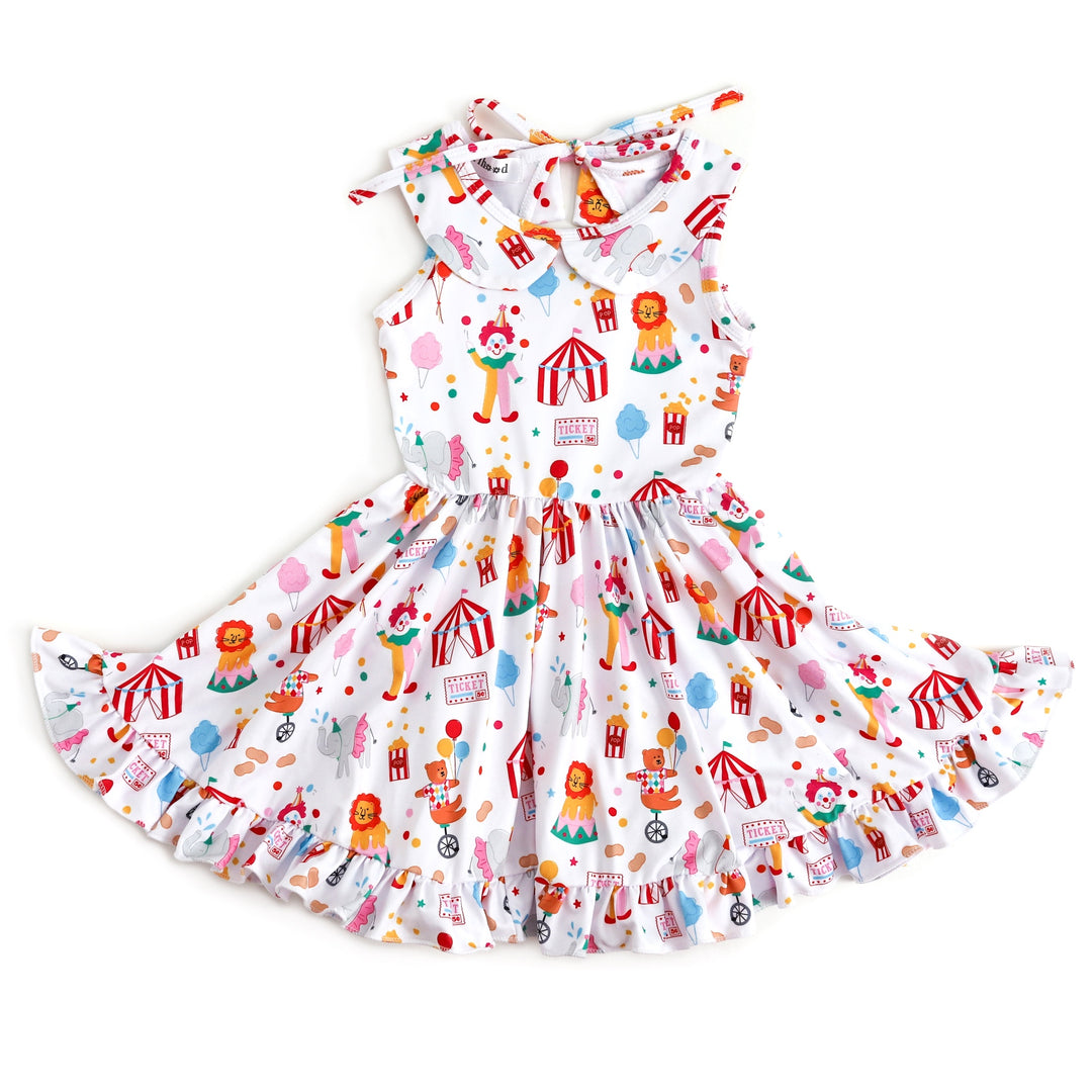 circus inspired tank top style twirl dress for little girls
