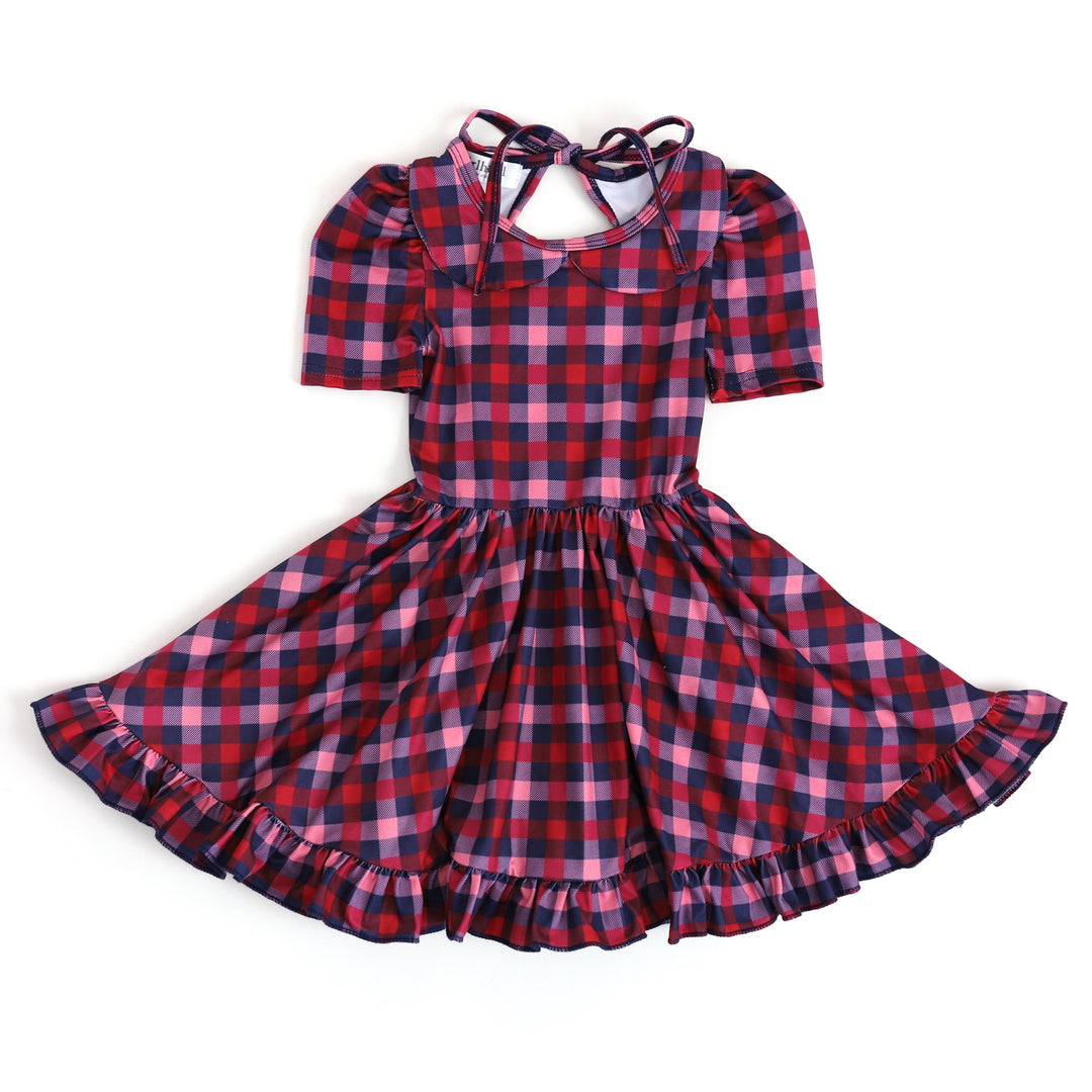 girls' classic back to school plaid twirl dress 