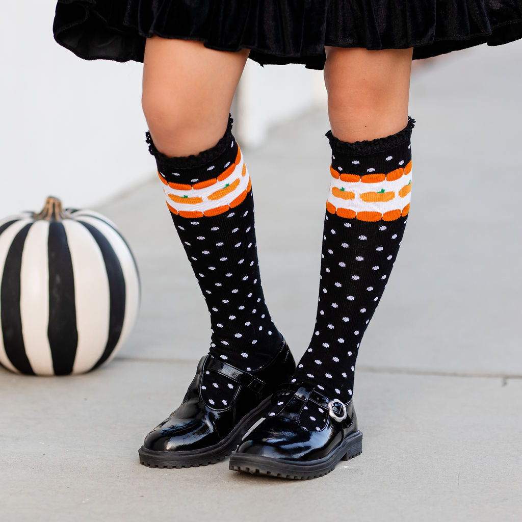 classic pumpkin knee high socks for girls