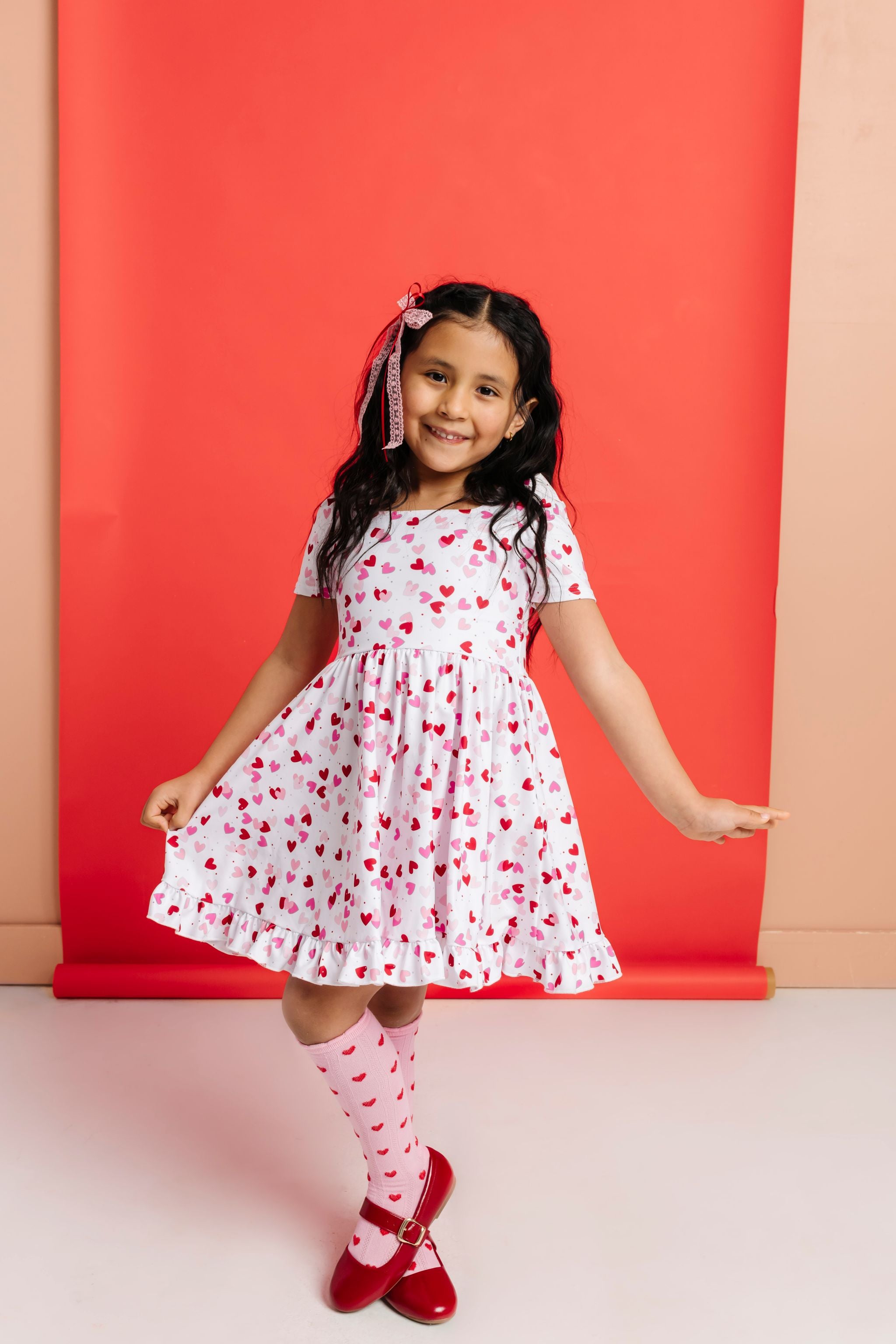 Girls' Valentine's Day Twirl Dress - Confetti Hearts – Little