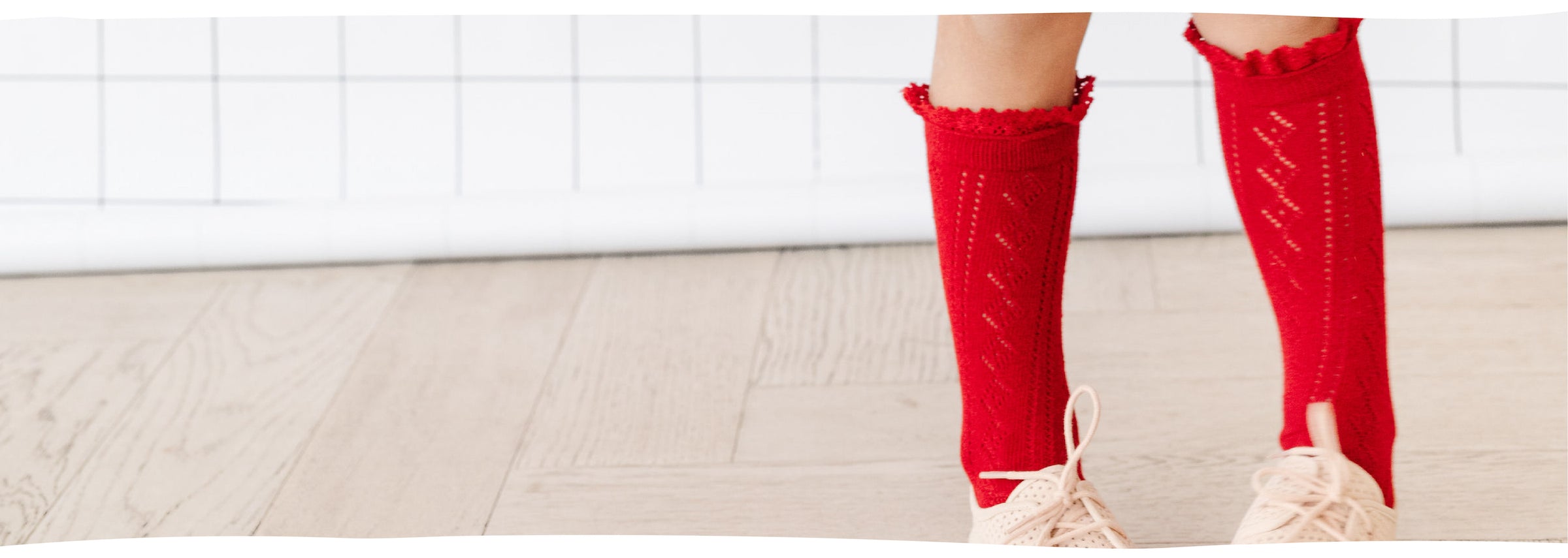 red crochet knit knee high socks for girls