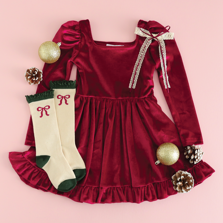 Cranberry Velvet Mod Twirl Dress