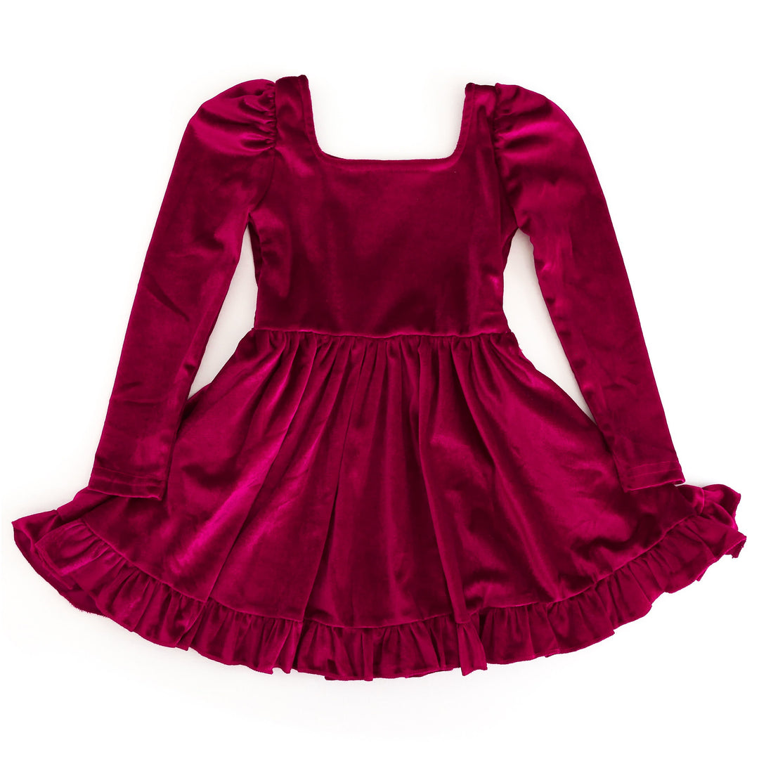 cranberry red velvet dress for girls christmas