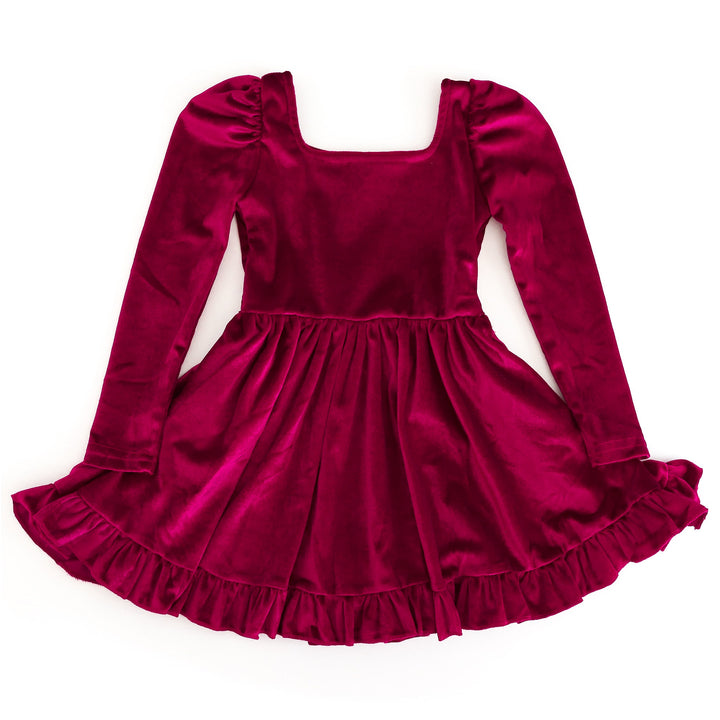 cranberry red velvet dress for girls christmas