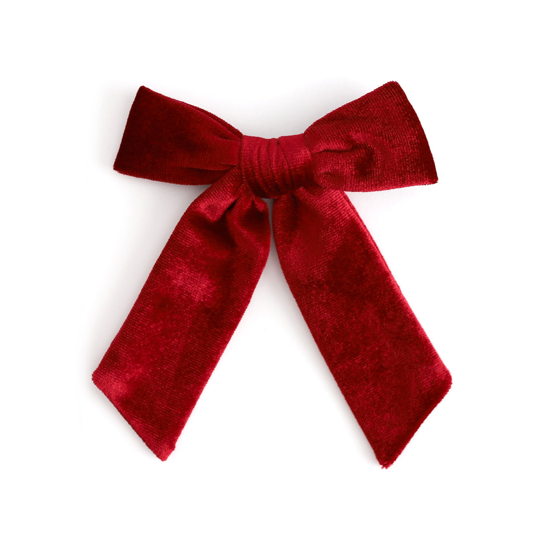 girls red velvet bow on clip