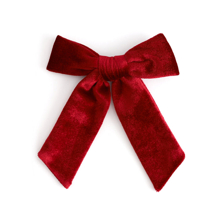 girls red velvet bow on clip