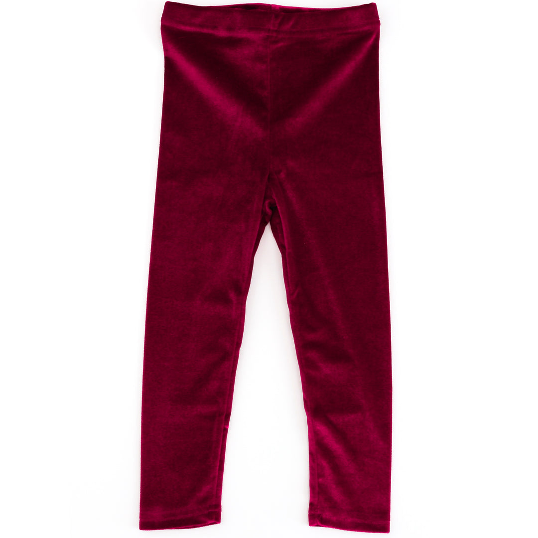 girls' cranberry velvet leggings for Christmas