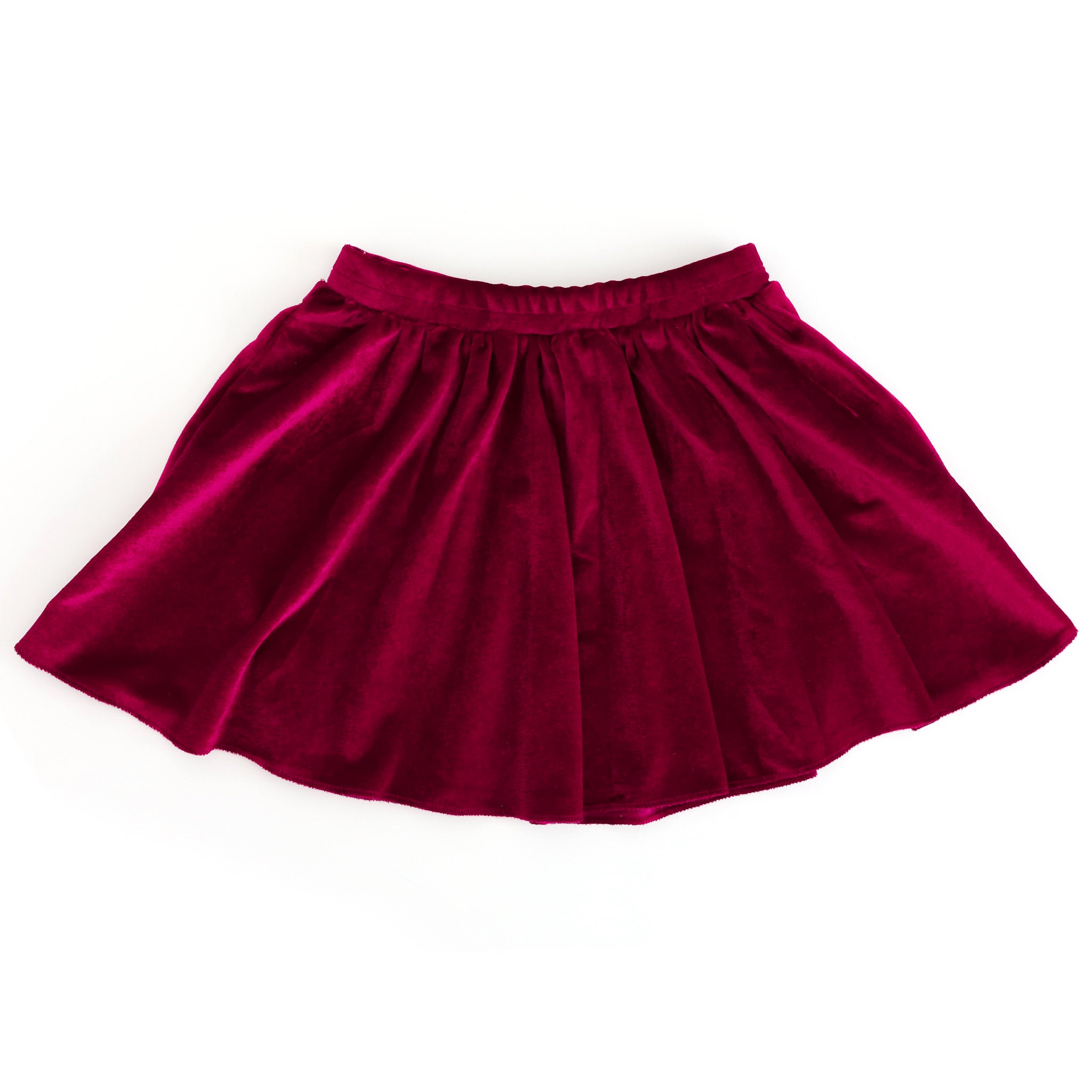 girls twirly cranberry red velvet skirt for vintage Christmas mix and match