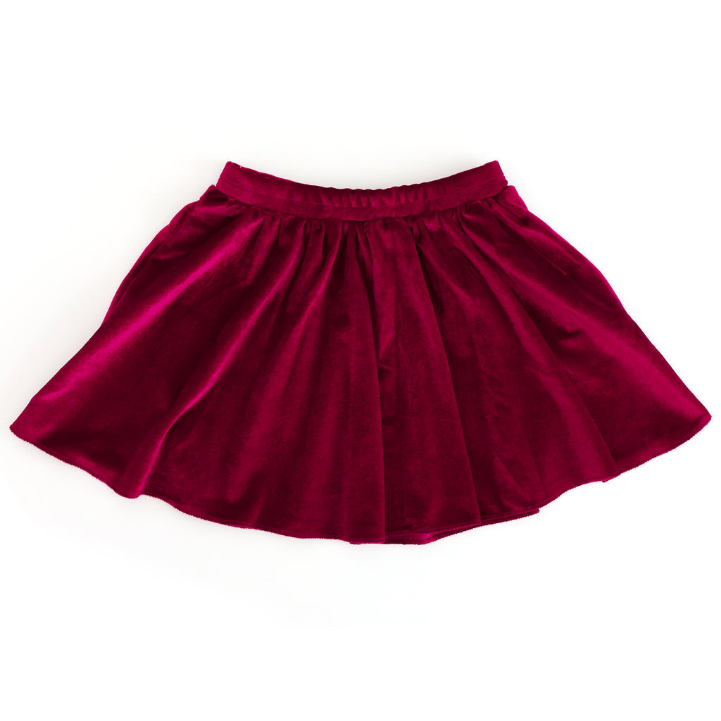 Girls' Christmas Skirt - Cranberry Velvet – Little Stocking Company