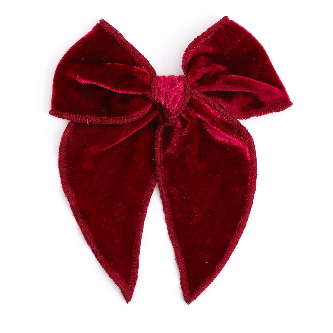 little girls red velvet holiday bow