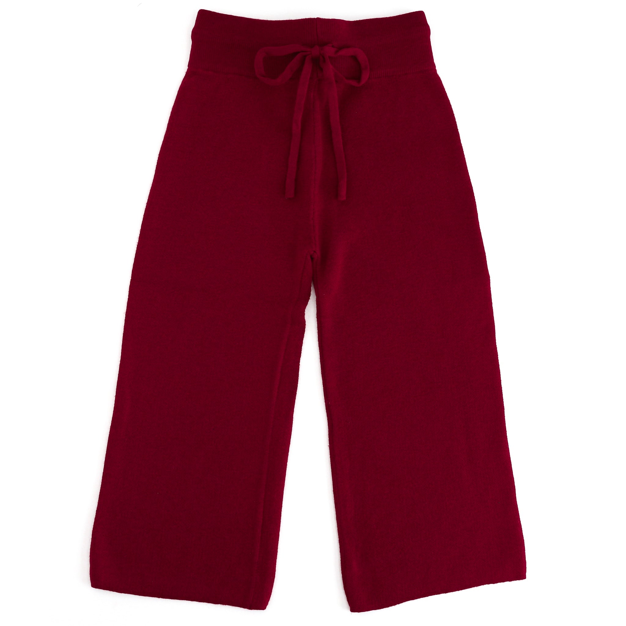 children's crimson red knit sweater pants with drawstring waistband