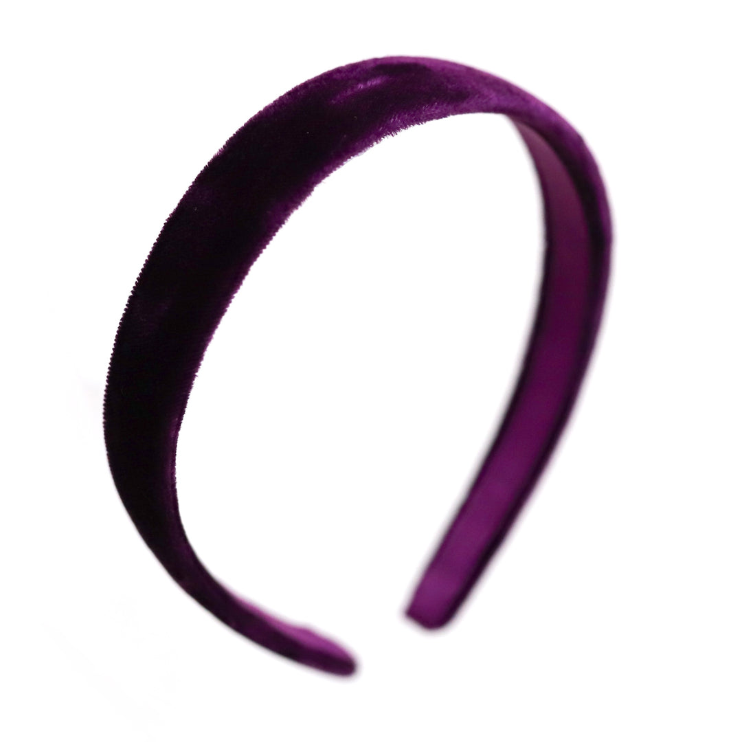 girls' velvet headband in dark purple