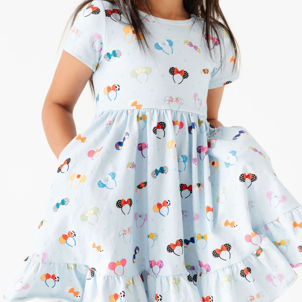 disney ears inspired twirl dress for girls with side pockets