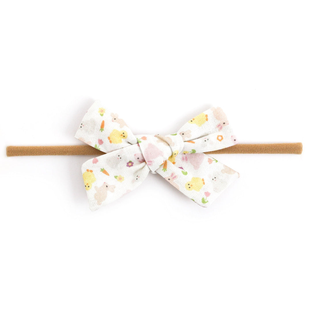 easter baby bow with bunnies, chicks and flowers