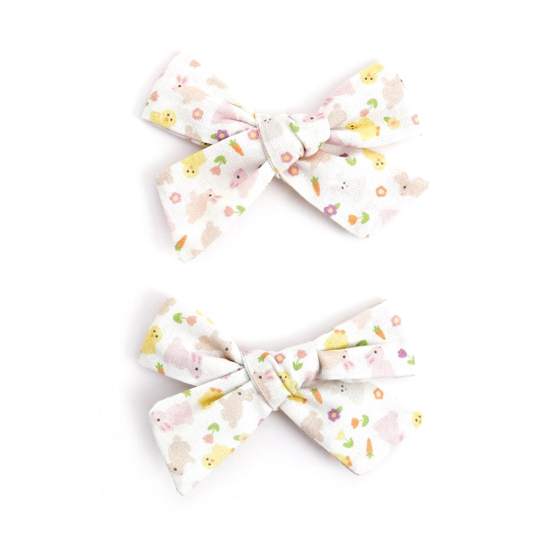 easter pigtail bows with bunnies, chicks and flowers