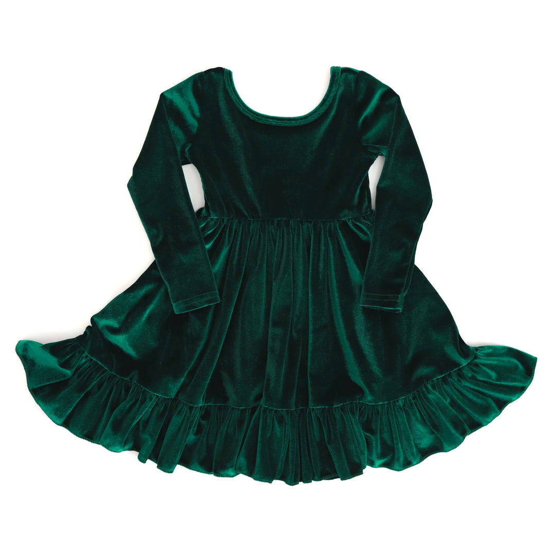 girls green velvet christmas dress