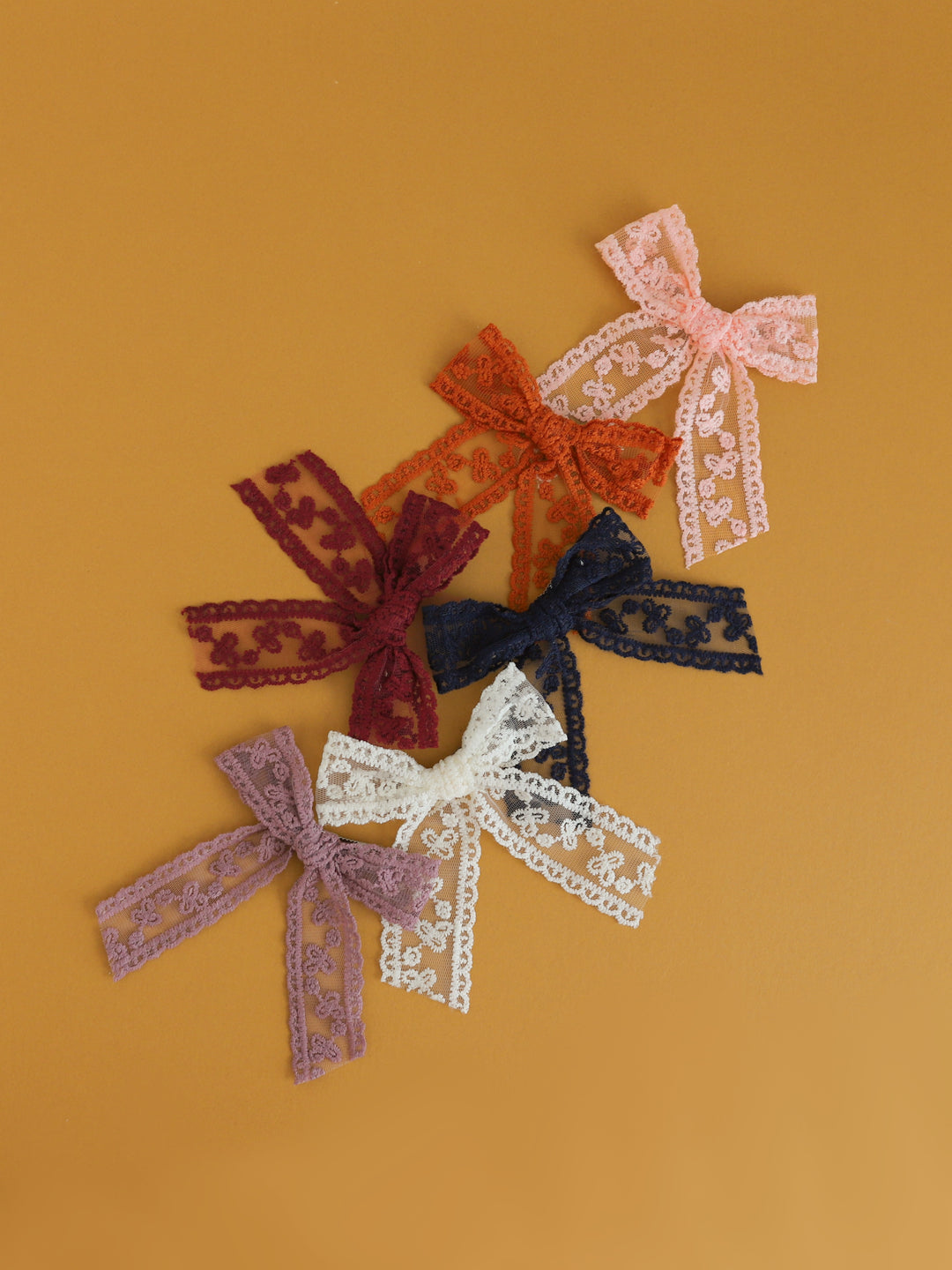 girls lace bows on clips in fall shades