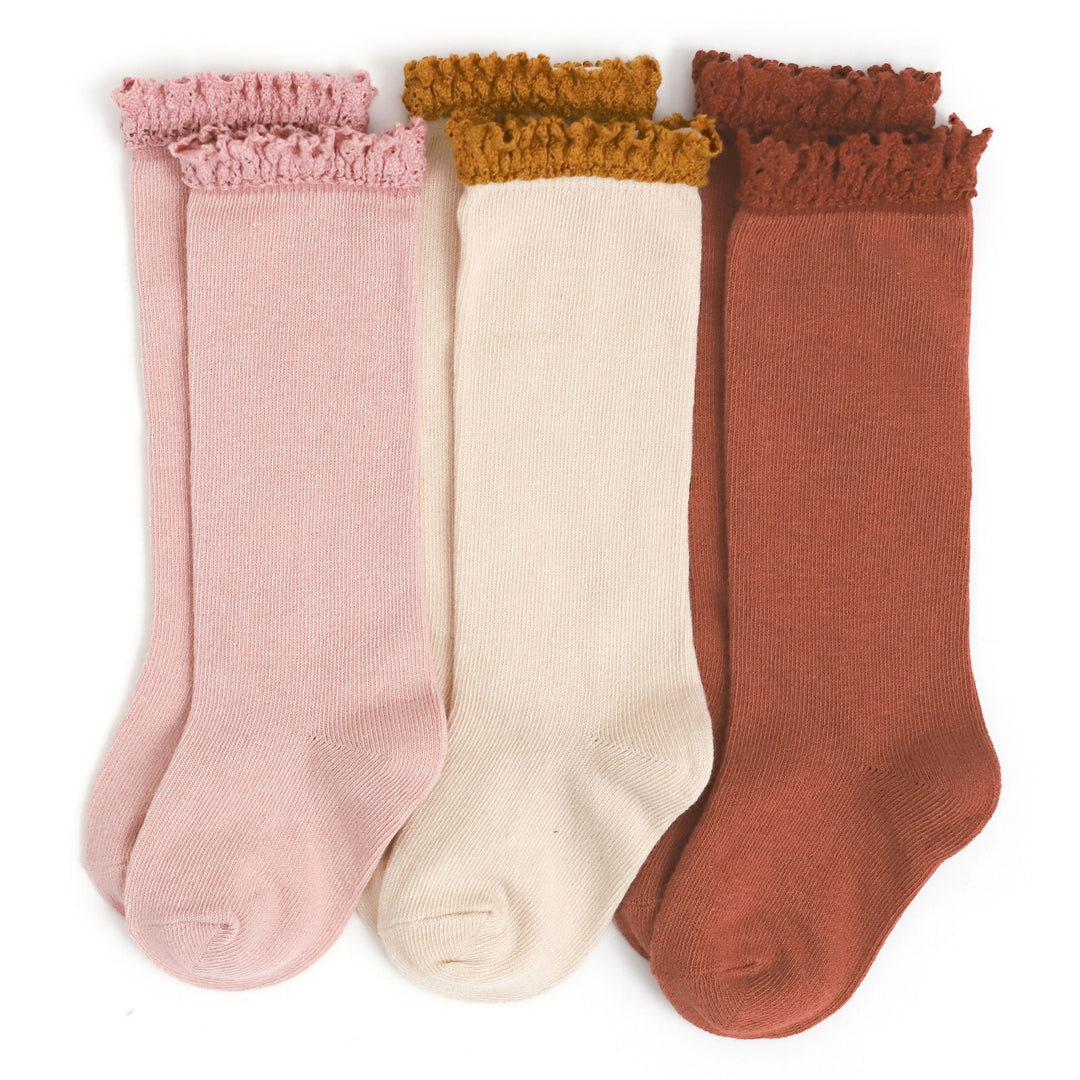Fall Lace Knee High Socks 3-Pack for Babies, Toddlers & Girls – Little  Stocking Company