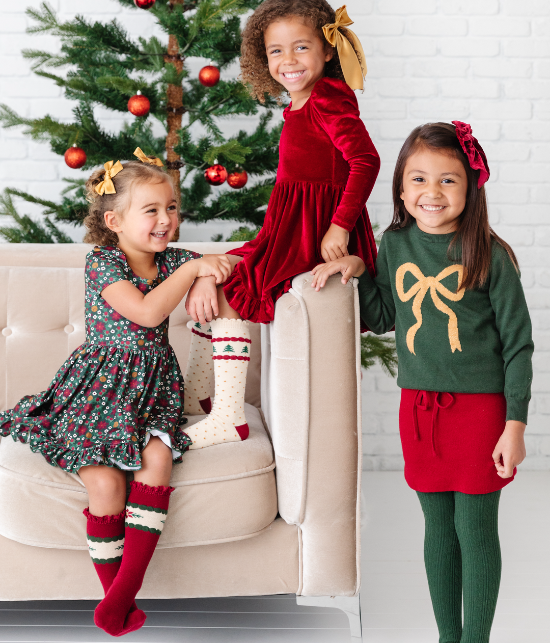 Poinsettia Lace Top Knee High Socks