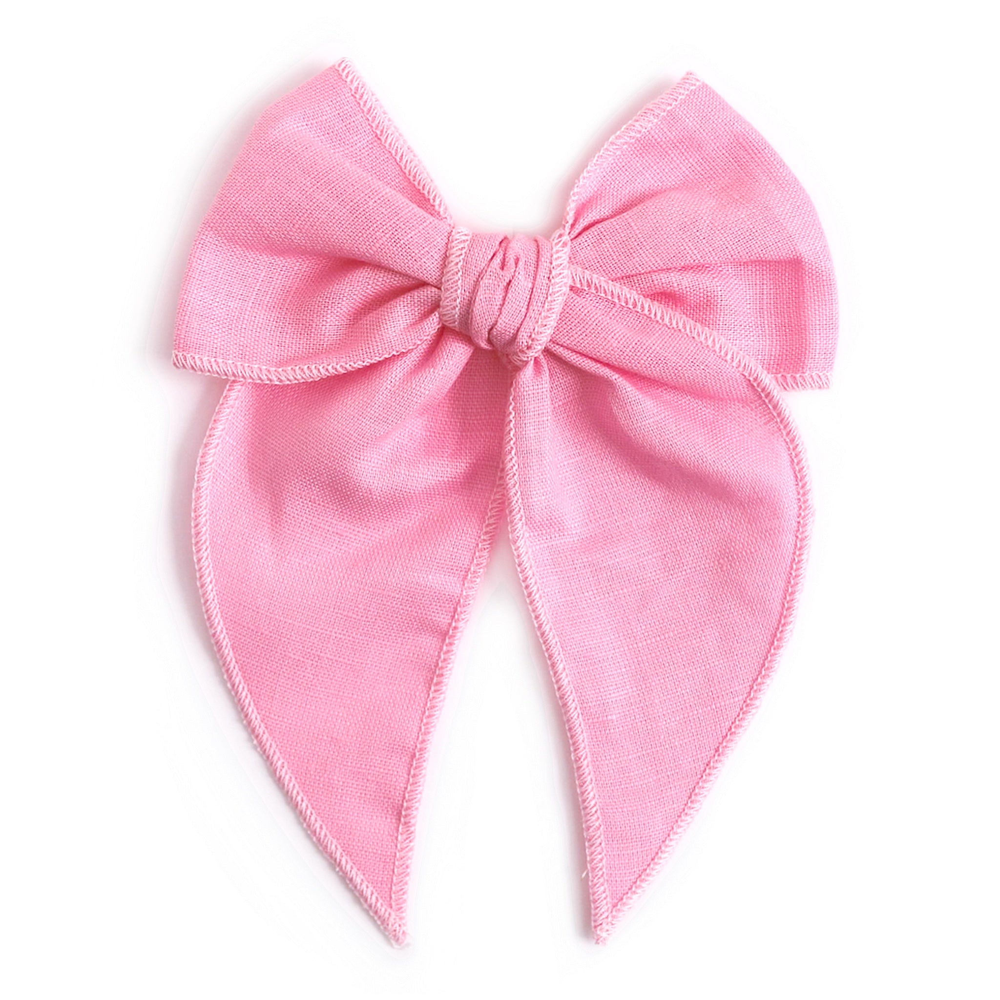 flamingo pink linen girls hair bow