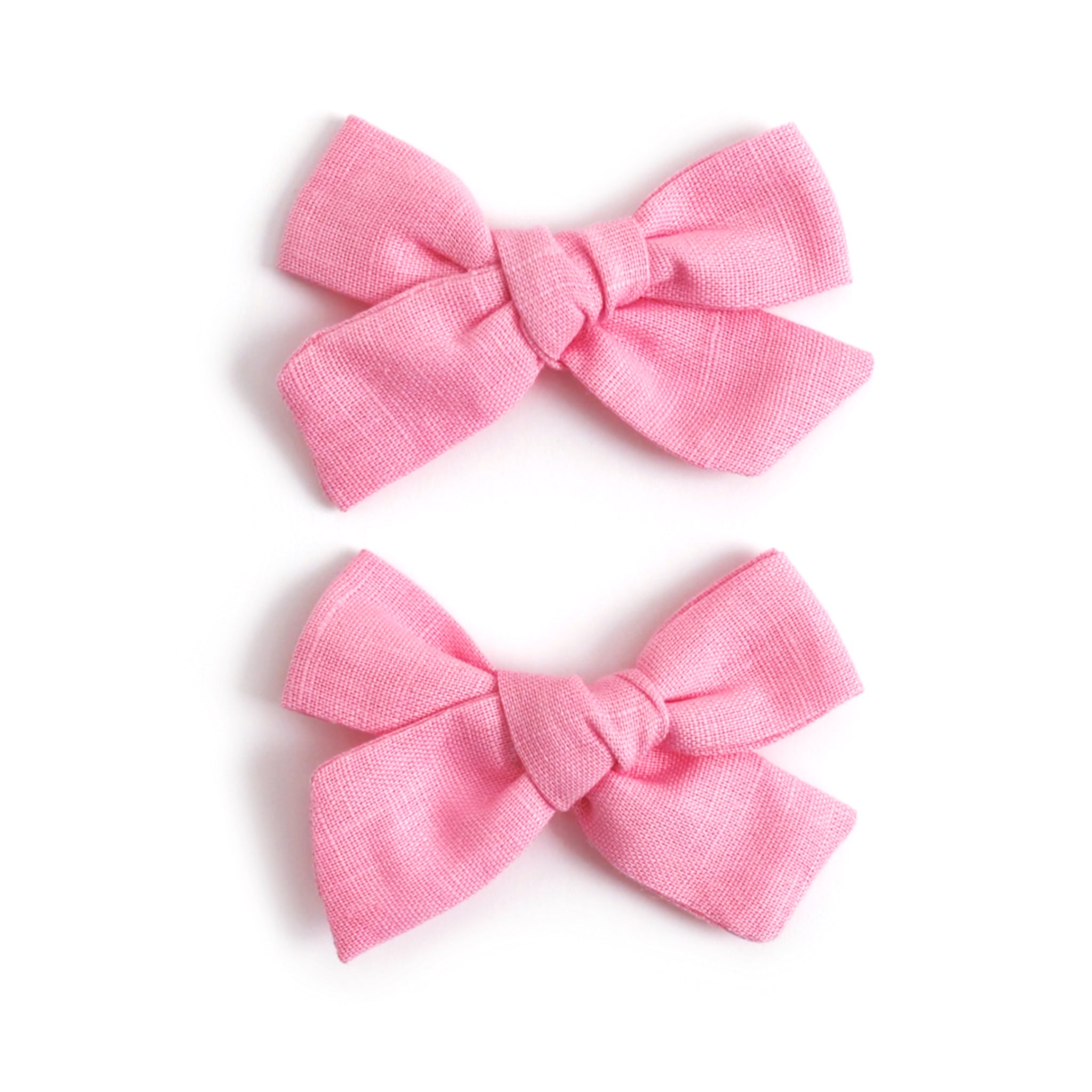 flamingo pink linen pigtail bows