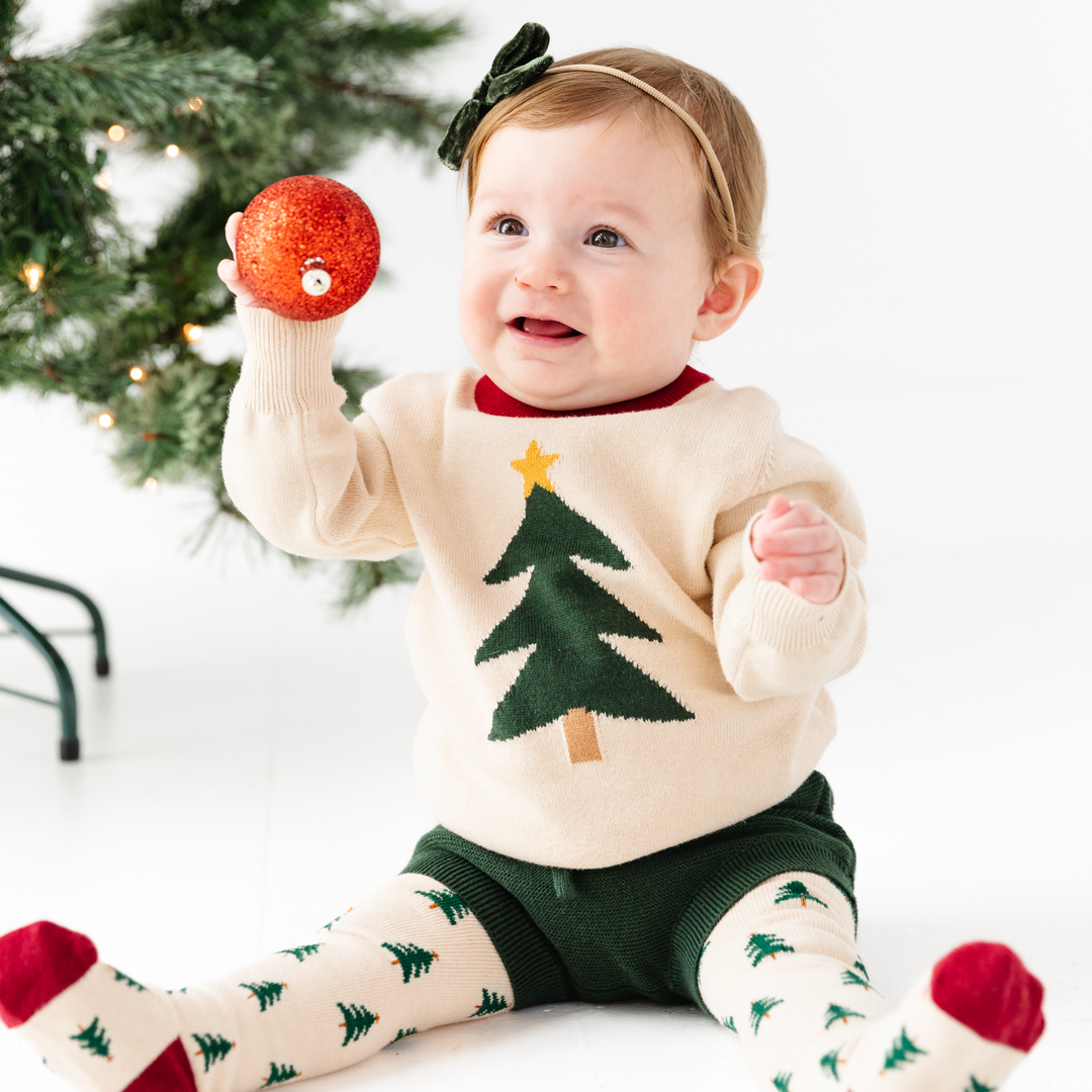 matching sweater knit outfit for baby girl christmas