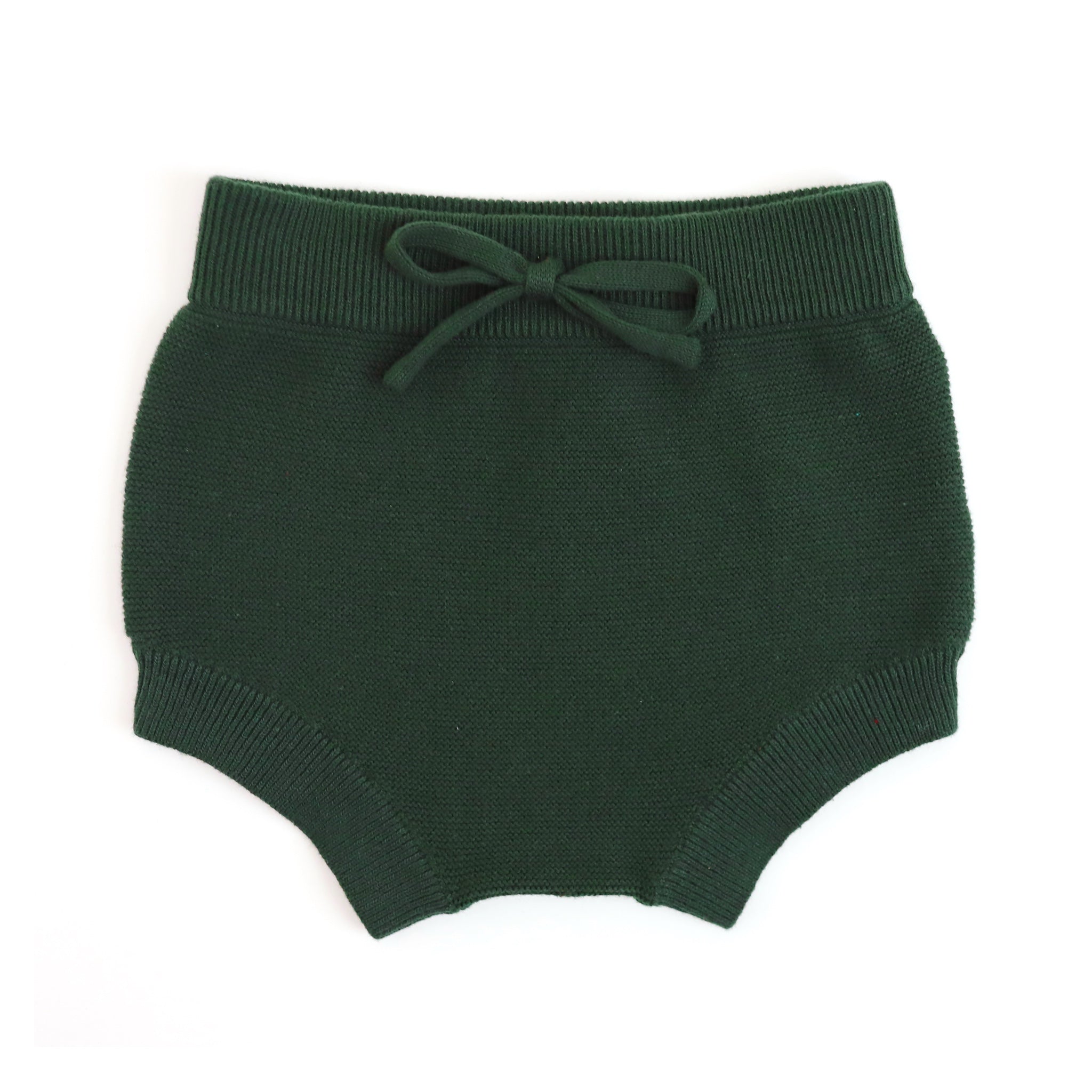 forest green knit baby bloomers with bow