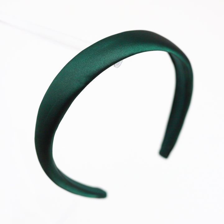 Christmas green satin headband with padding for girls 