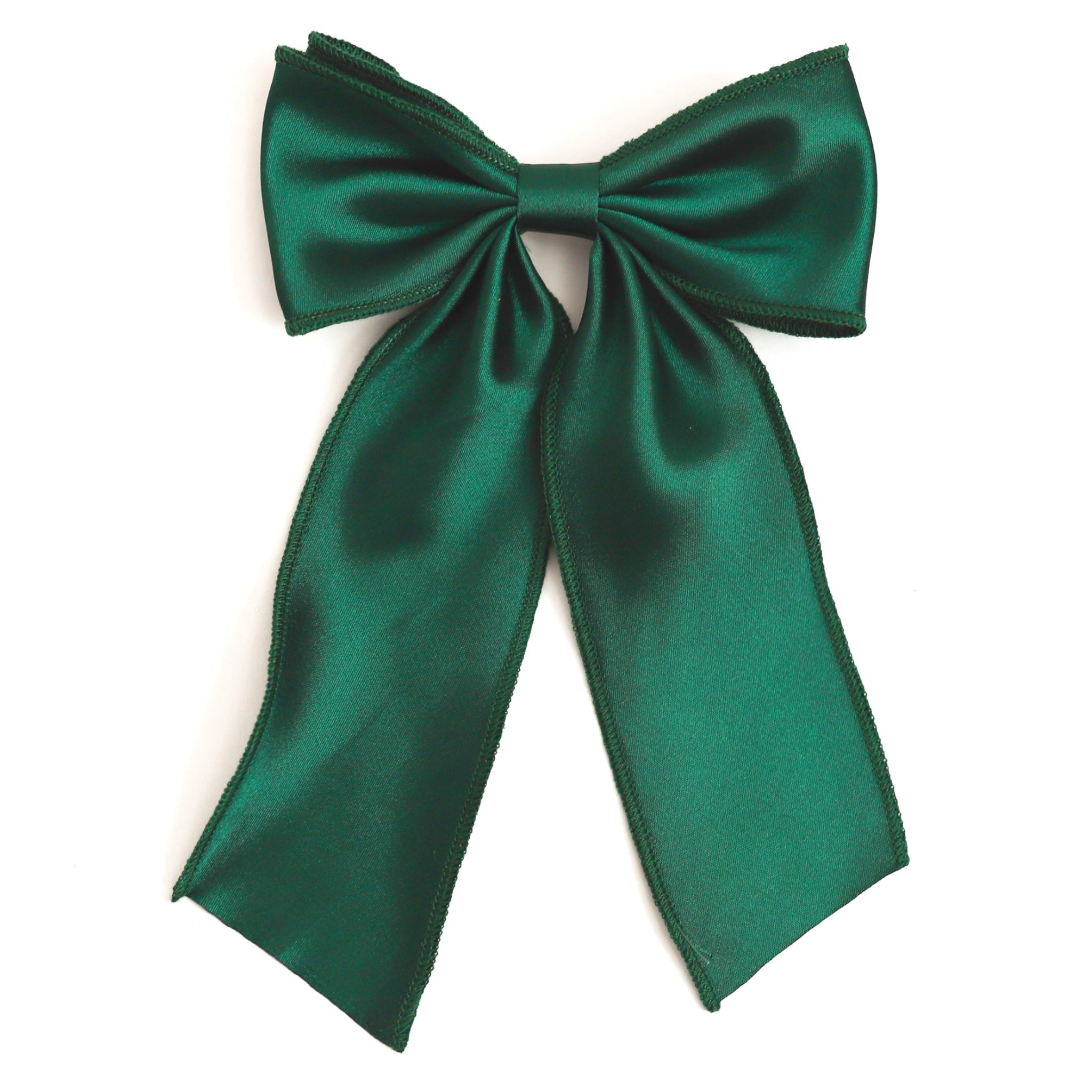 deep green satin hairbow on clip for girls Christmas party