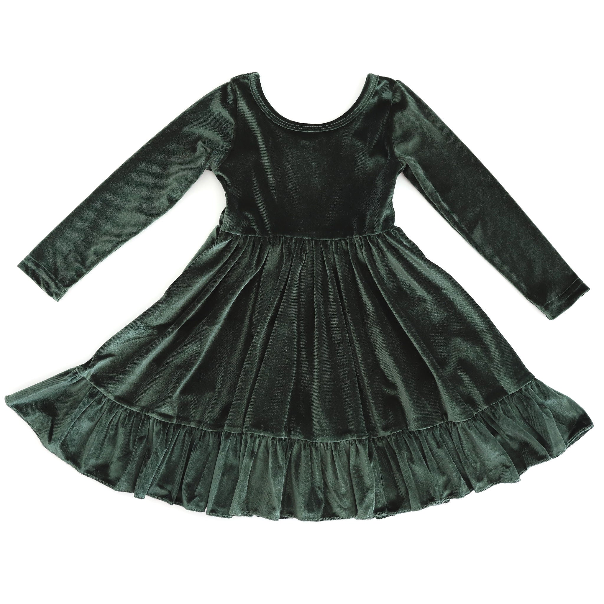forest green velvet dress for girls christmas