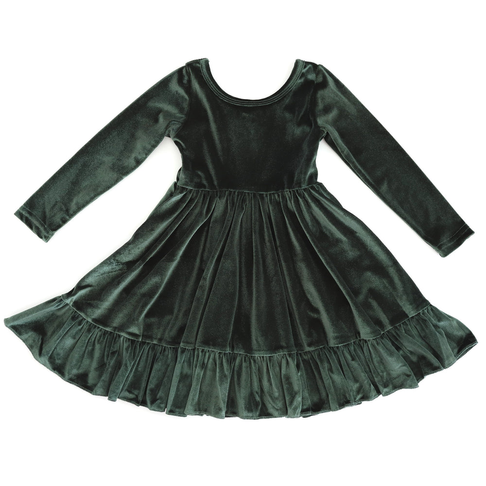 forest green velvet dress for girls christmas