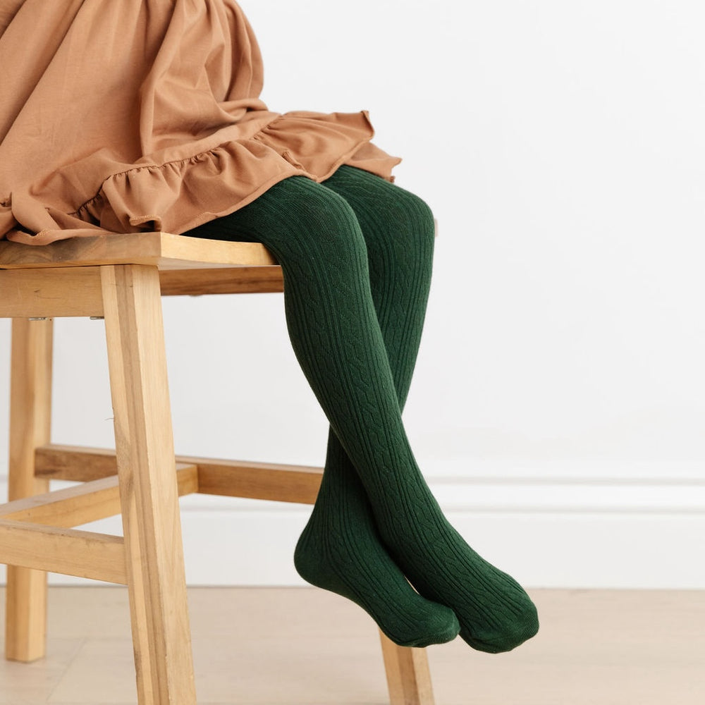 Little Stocking Co Cable Knit Tights - Gold