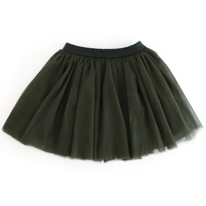 girls forest green tulle skirt with stretchy elastic waistband for Christmas 