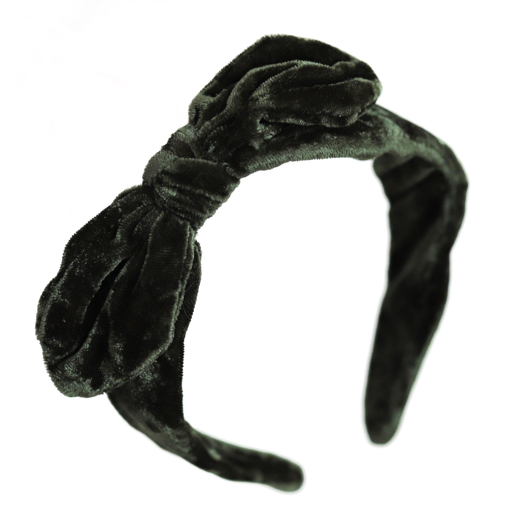 girls velvet headband in forest green