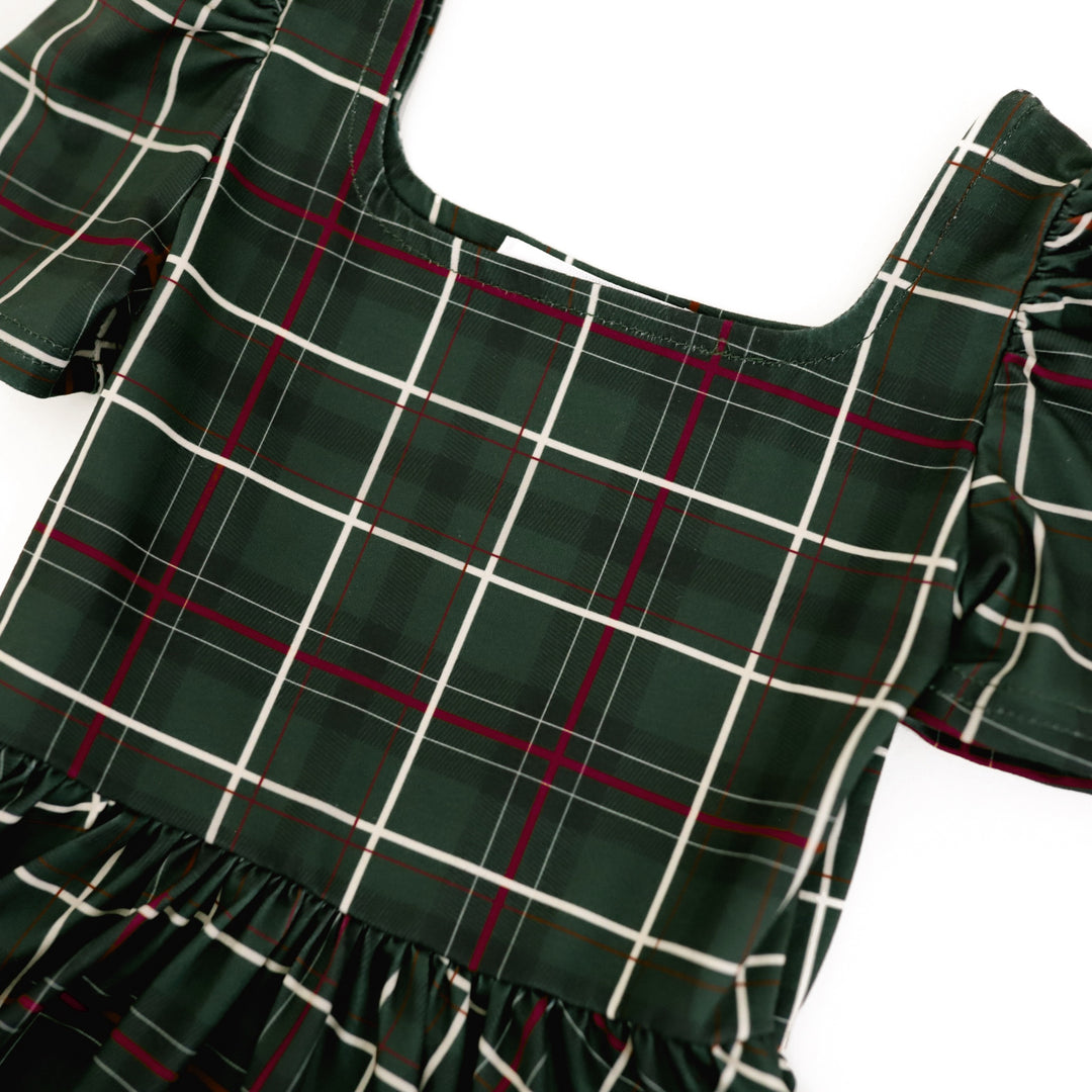 girls green and red plaid christmas dress