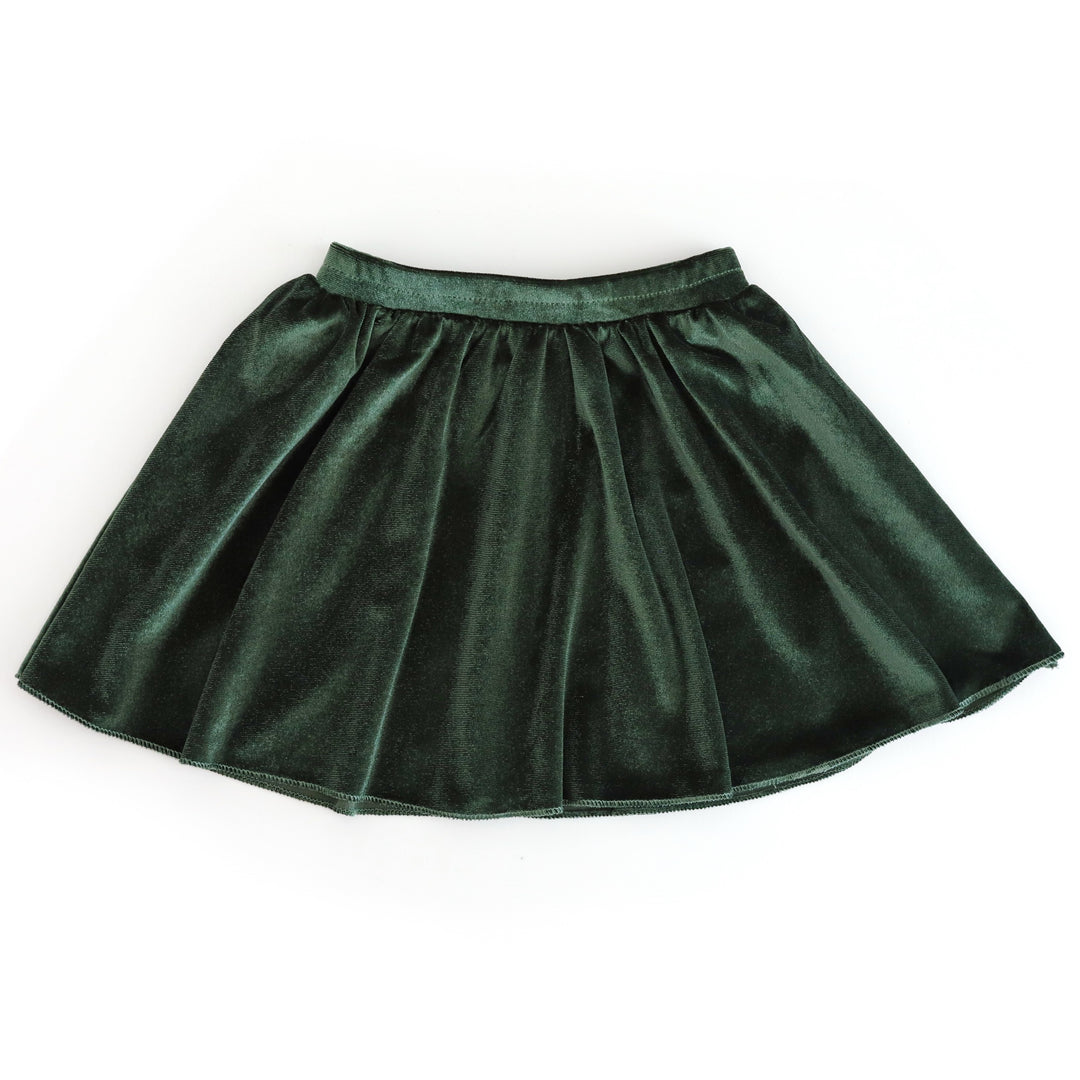 girls' twirly forest green velvet skirt for vintage Christmas mix and match