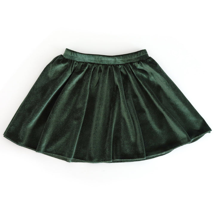 girls' twirly forest green velvet skirt for vintage Christmas mix and match