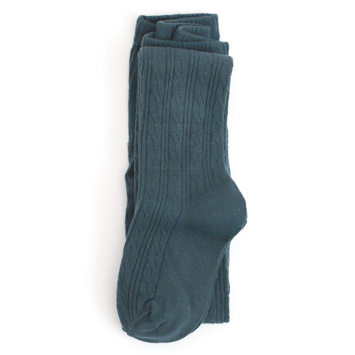 dark french blue cable knit tights for babies, toddlers and girls