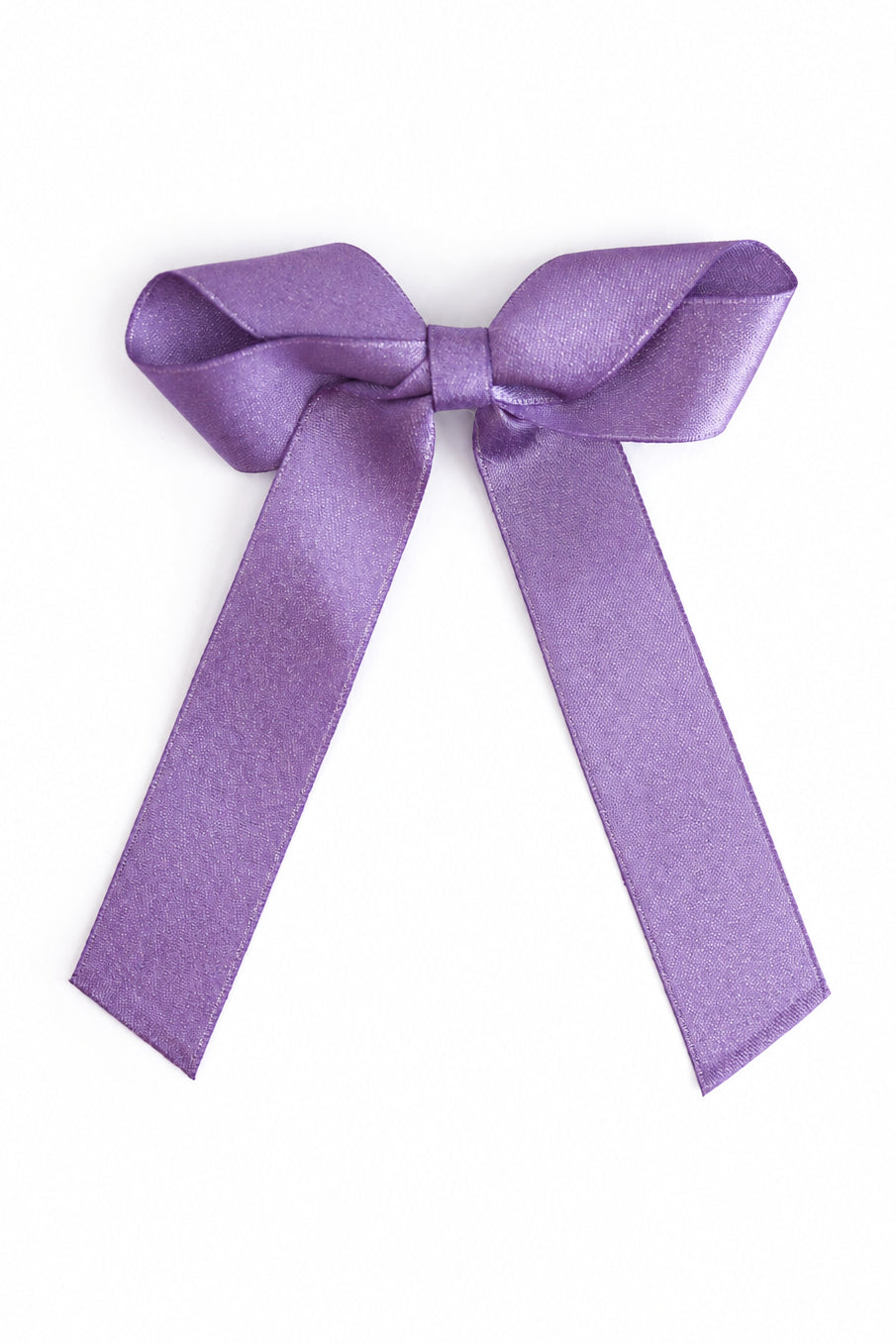 girl's shimmery lavender satin hand tied hair bow on clip to match Halloween Collection