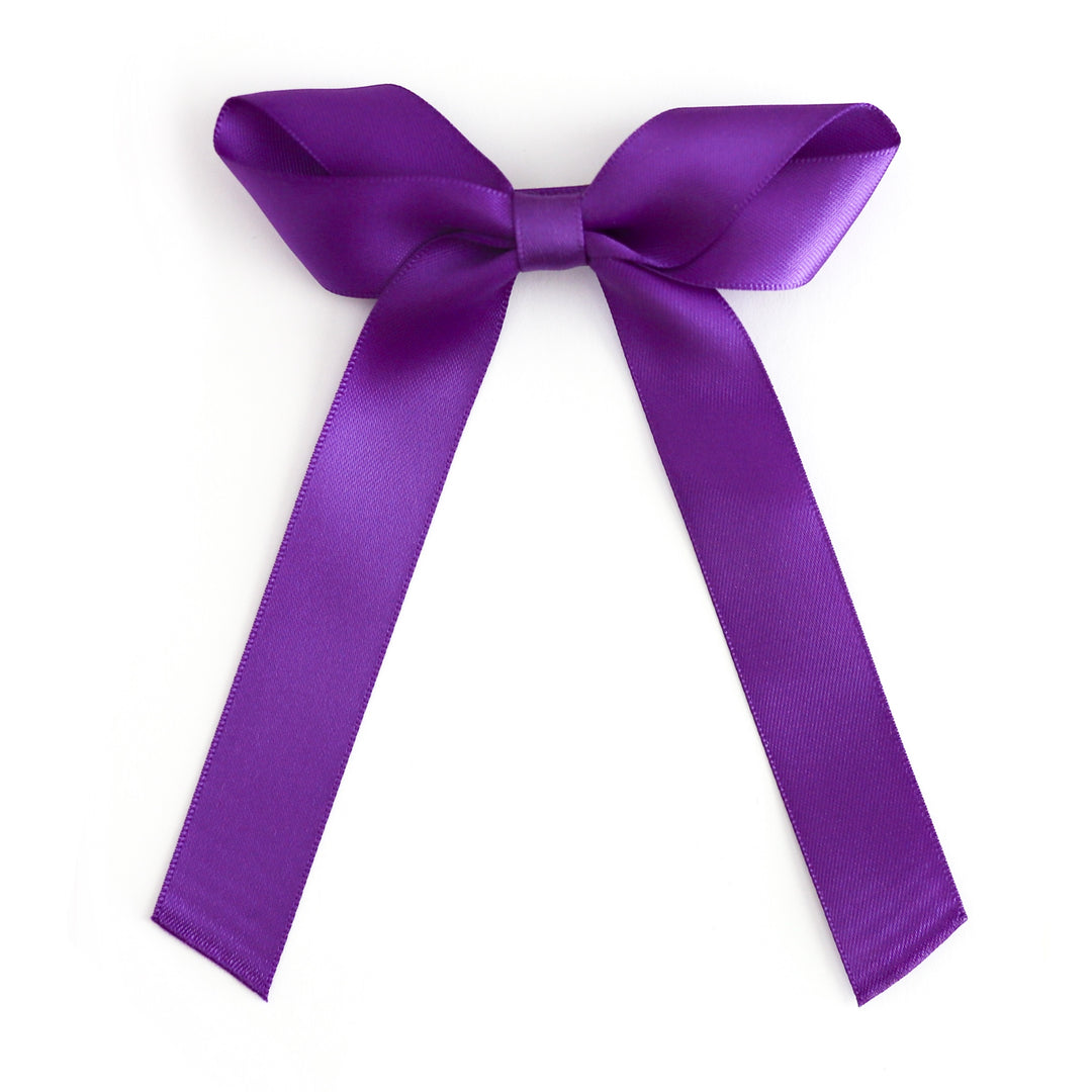 girls purple satin hairbow on alligator clip for Halloween