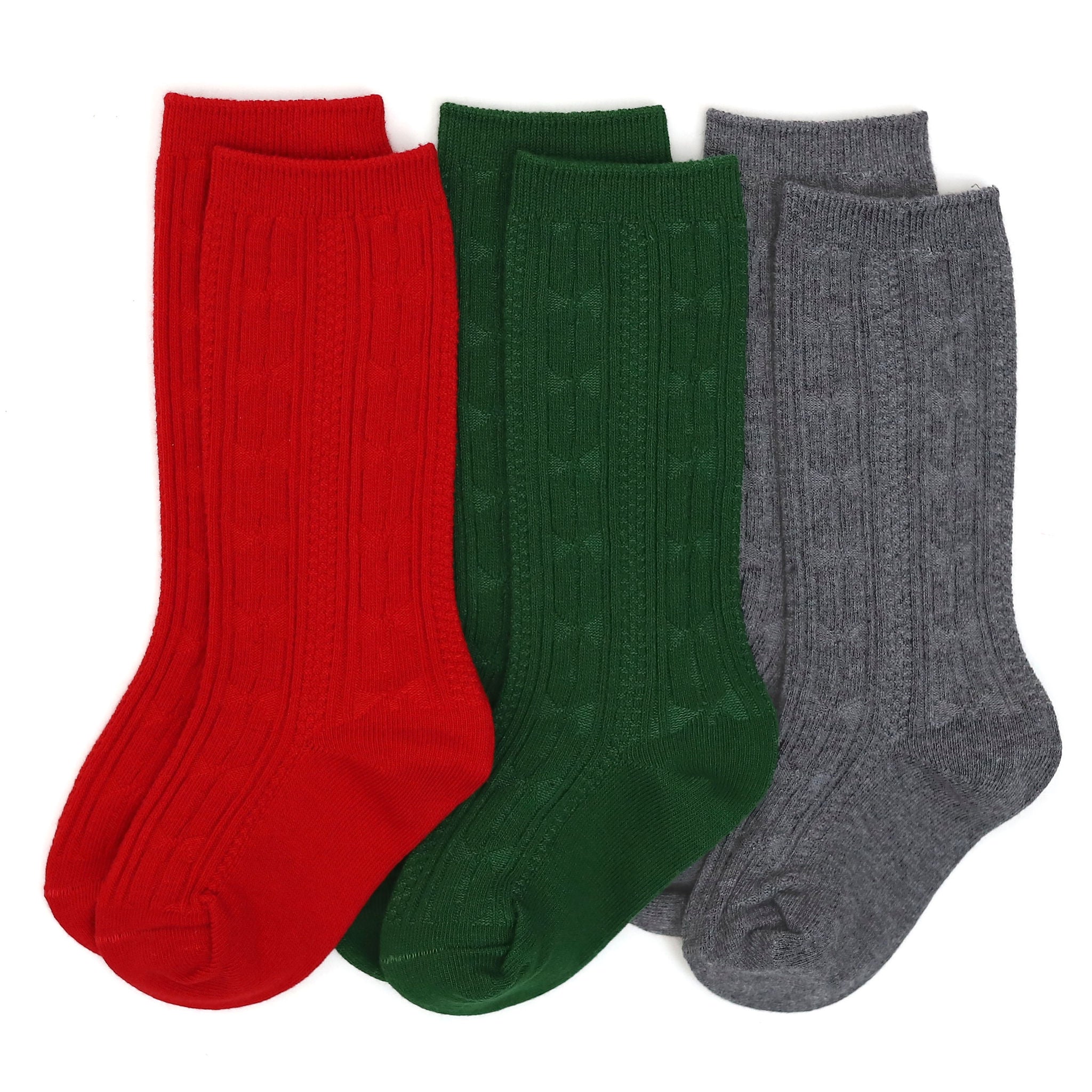 Christmas Cable Knit Knee High Sock 3-Pack